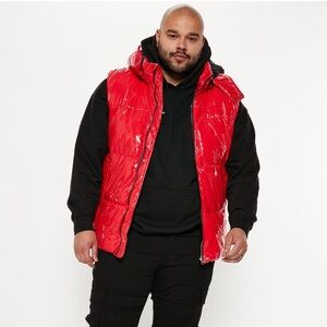 Almost There Hooded Puffer Vest - Red